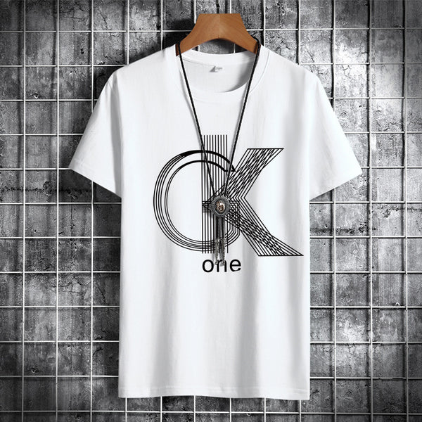 Летняя футболка CK с круглым вырезом, 100% хлопок, с короткими рукавами