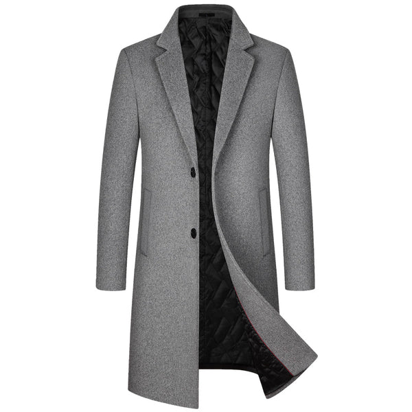 пальто средней длины из 55% шерсти плюс хлопок, плотное шерстяное пальто