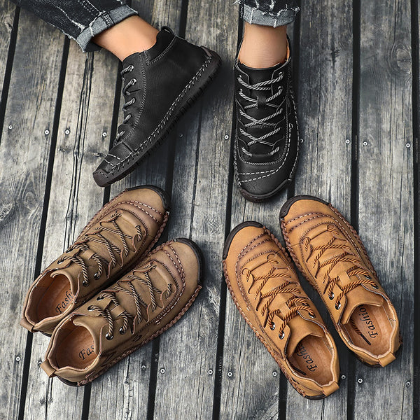 [Большой размер] Ботинки Martin Boots Peas Повседневная обувь Сшитая кожаная обувь
