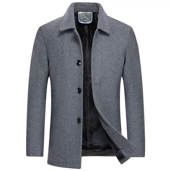 Осенне-зимнее новое мужское деловое шерстяное пальто с модной подкладкой, толстое бархатное шерстяное мужское пальто с лацканами, шерстяное пальто
