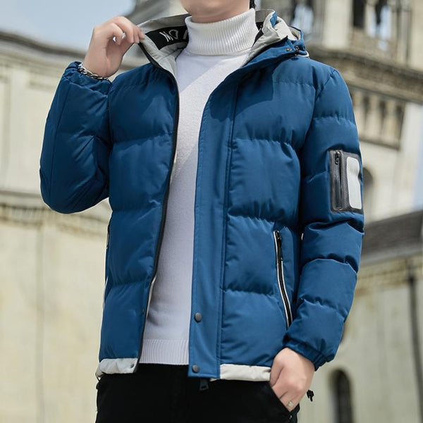 Хлопковая мужская зимняя утепленная куртка, мужская пуховая одежда из хлопка, брендовая зимняя одежда в Корейском стиле, модная мужская хлопковая куртка