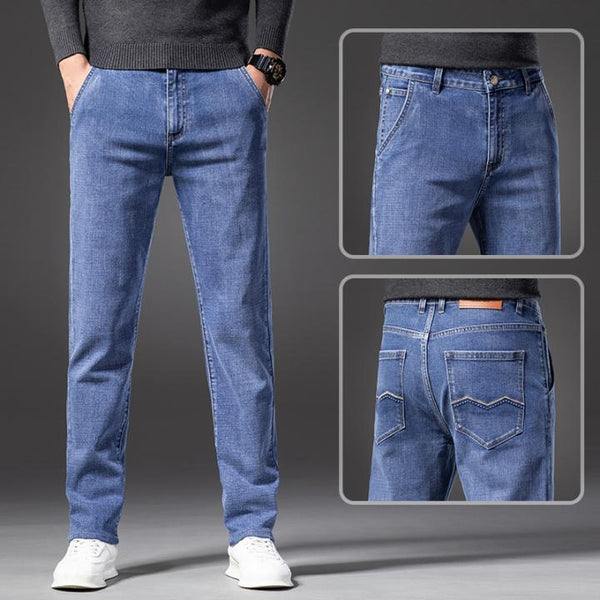Новое поступление, универсальные ламинированные джинсы с вышивкой, мужские эластичные тонкие маленькие прямые длинные брюки