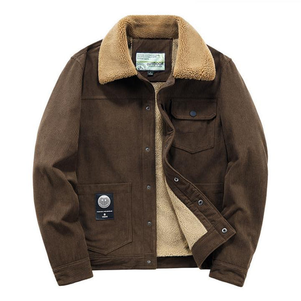 Осенне-зимняя новая вельветовая стеганая куртка плюс бархатная утолщенная куртка с несколькими карманами свободная хлопковая стеганая куртка большого размера